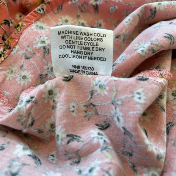 Tangerine Blouse with Flowers Medium - Picture 4 of 4